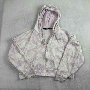 Puma Lavender Fog Relaxed Zip Up Tie Dye Full Zip Crop Hoodie Women's XL